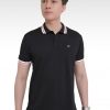 PO31423 Áo Polo Nam DOCAS Vải Cotton CMC Cổ Đen Phối Viền Sọc Trắng Đỏ Tay Phối Viền Đỏ Logo Thêu Phom Regular Fit-Docas