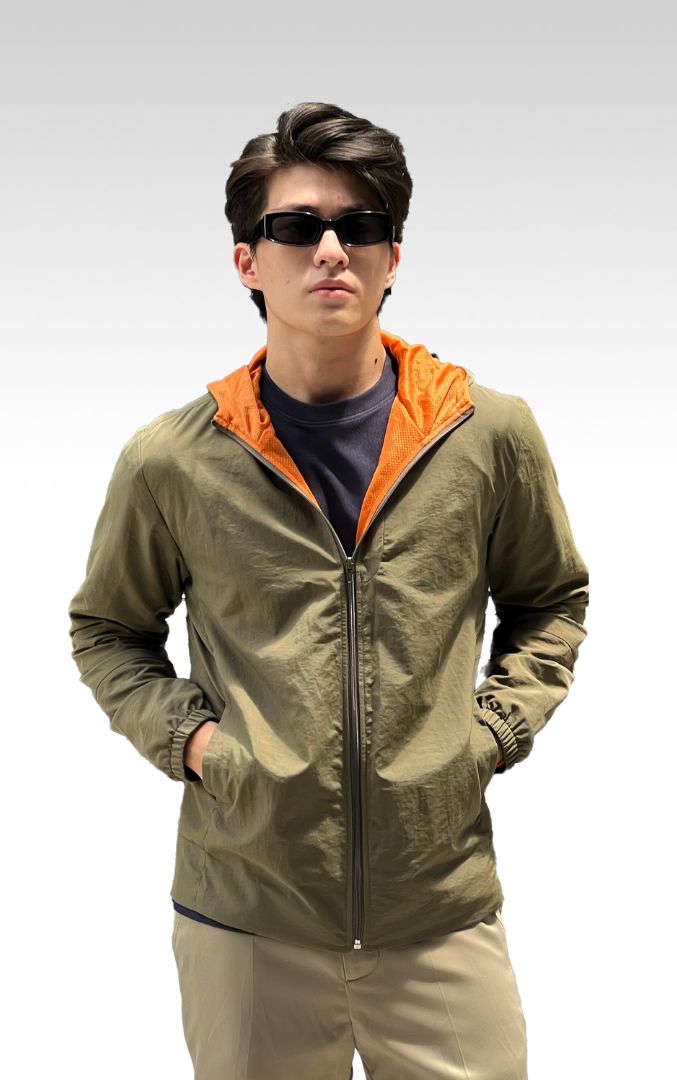 JK010-2 Áo Khoác Thể Thao Nam Running Jacket DOCAS Vải AirSense 2 Lớp Xanh Cam Cản Gió Bụi, Siêu Thấm Hút Khô Siêu Nhanh