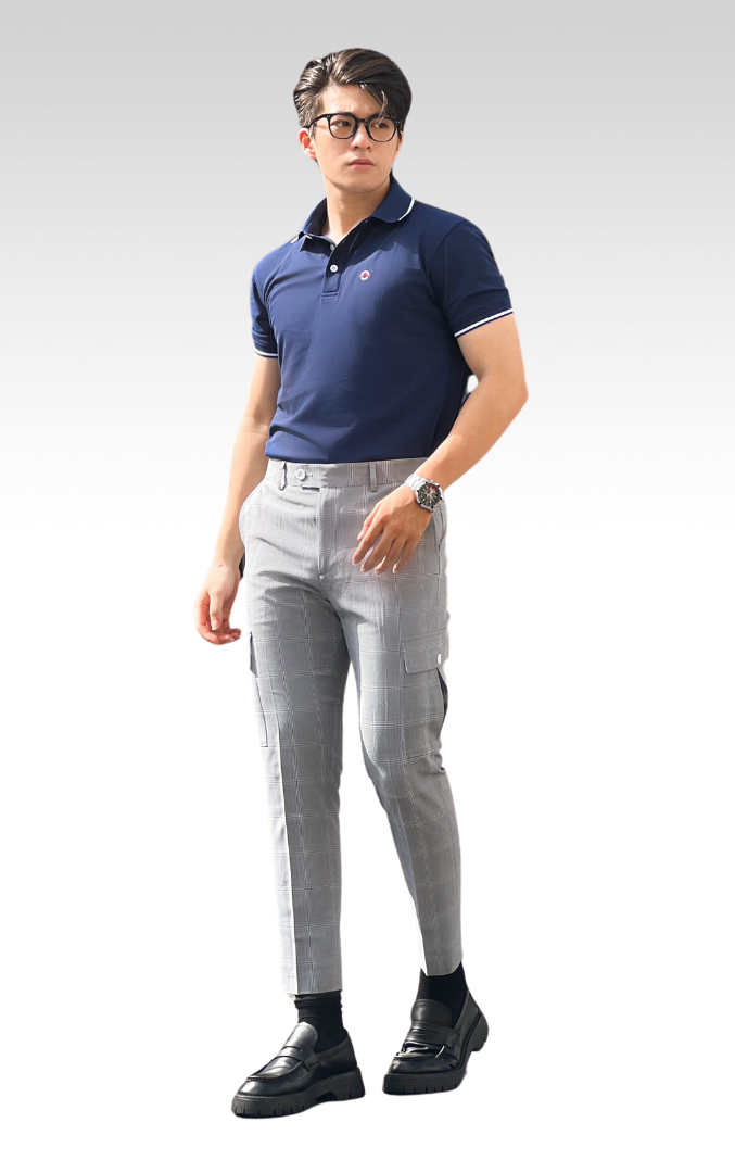PO911-NEW Áo Polo Nam DOCAS Vải Cotton CMC Màu Xanh Navy Cổ Phối Viền Trắng Phom Regular Fit