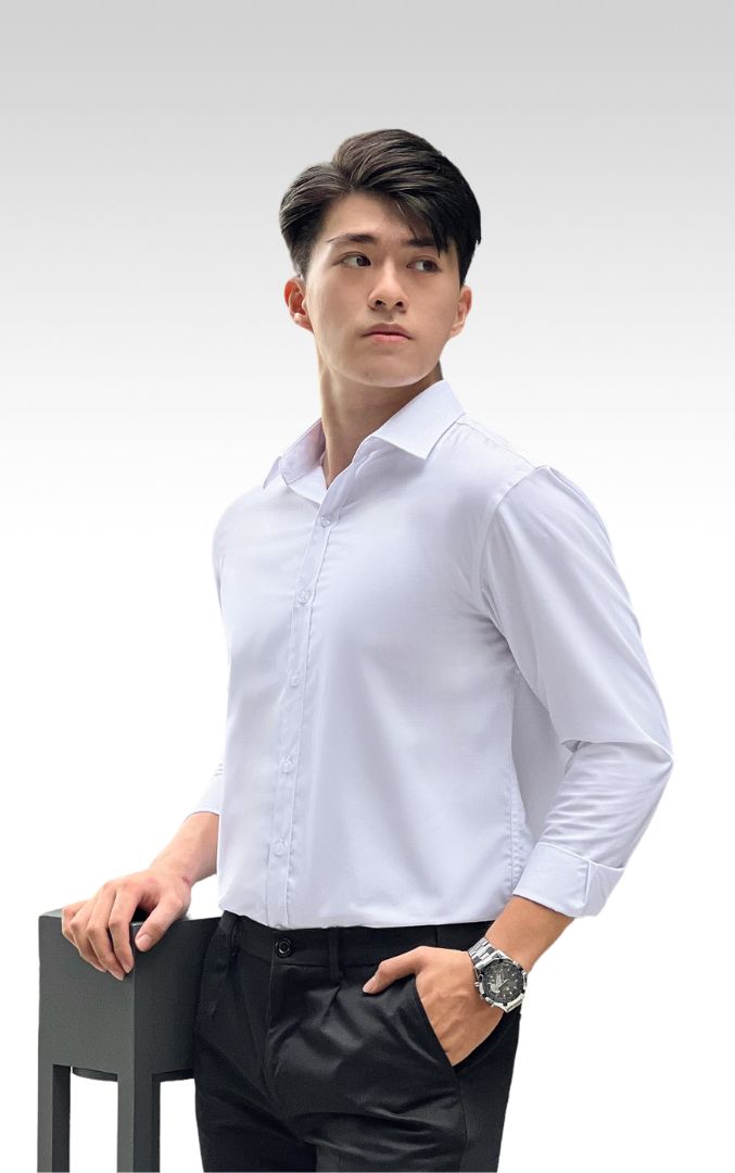 SM001-1 Áo Sơ Mi Nam Docas Màu Trắng