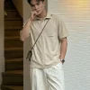 Áo Polo Trơn Nam DOCAS Vải Thun Sọc Nổi Mát Lạnh Túi Ngực Cách Điệu Form Regular Fit DCPO02-01