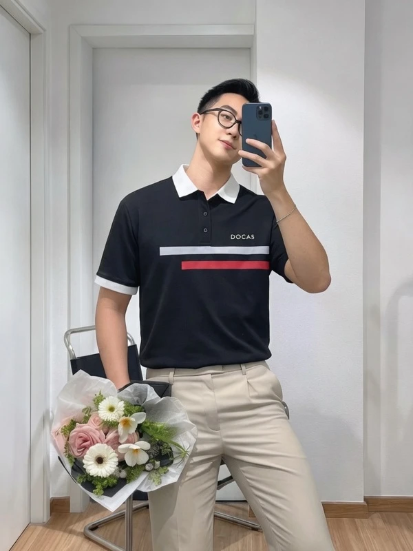 C-03 Áo Polo DOCAS Big Line Chất Liệu Cotton CMC Form Regular Fit