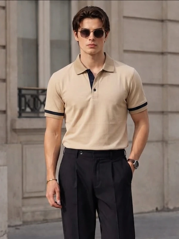 Áo Polo Nam DOCAS Tay Phối Màu Đối Lập Vải Cotton CMC Form Regular Fit DCPO08