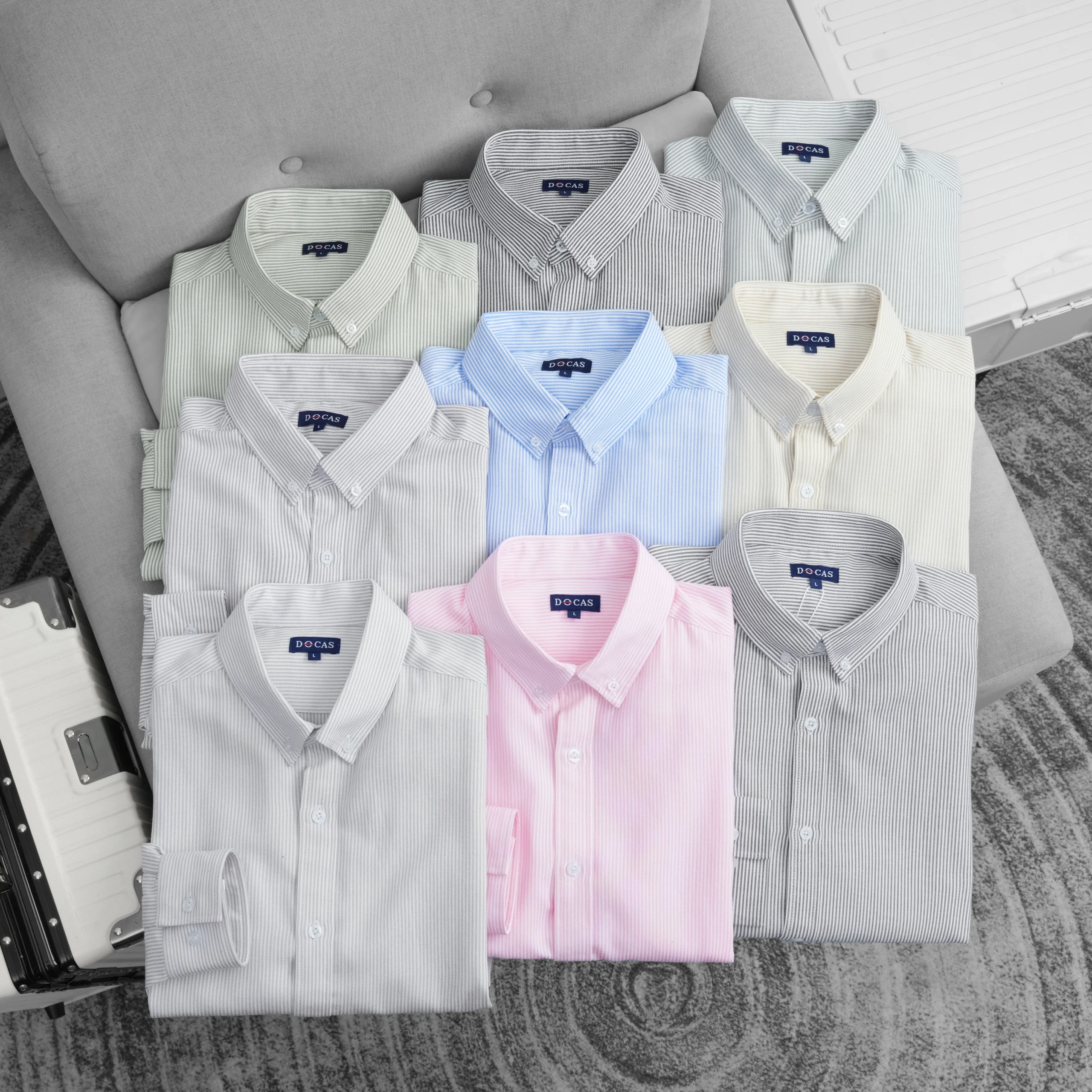Áo Sơ Mi Nam Dài Tay DOCAS Kẻ Sọc Vải Cotton Form Slim Fit DCSM-02 - Ảnh 7