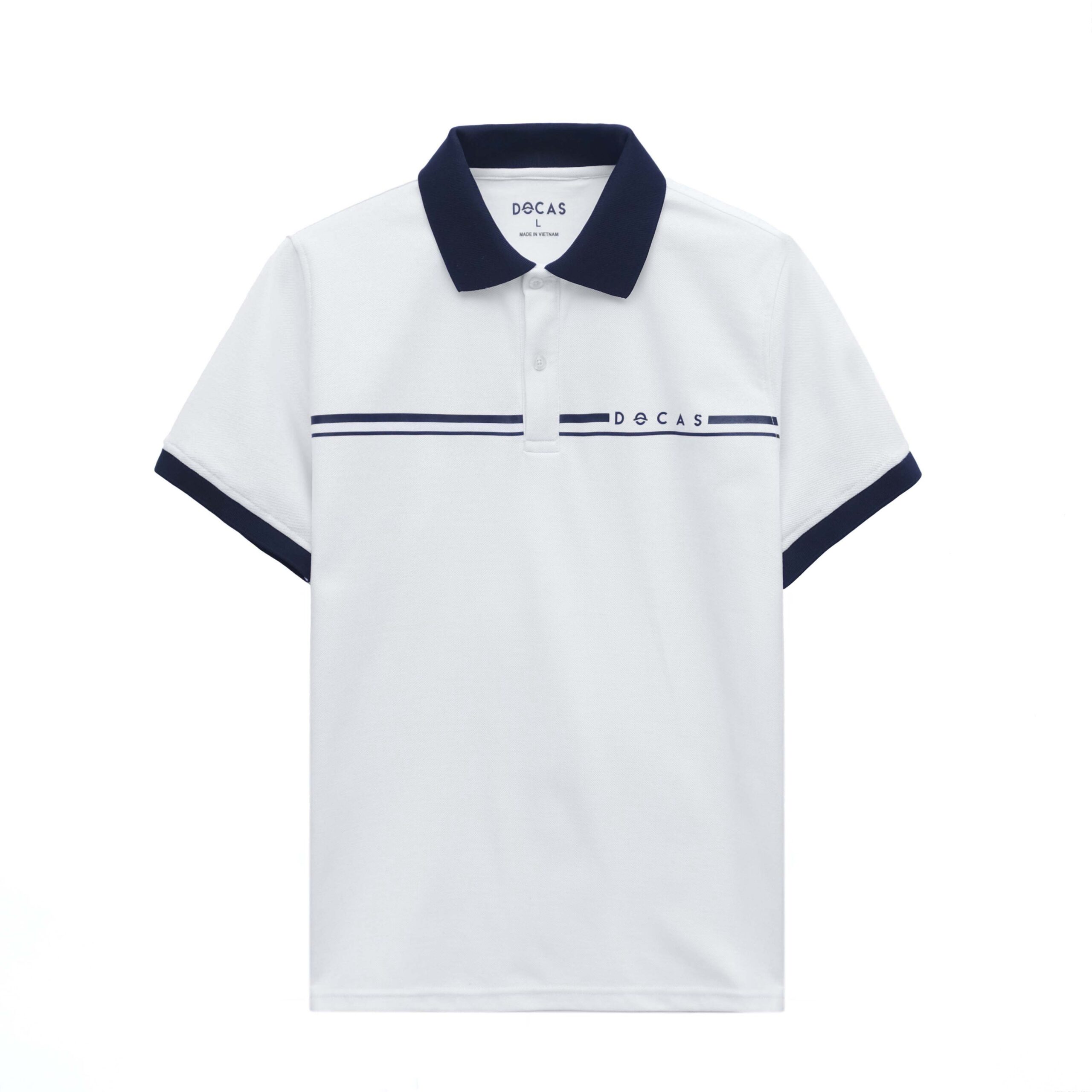 PO221224 Áo Polo DOCAS Two Line Chất Liệu Cotton CMC Form Regular Fit