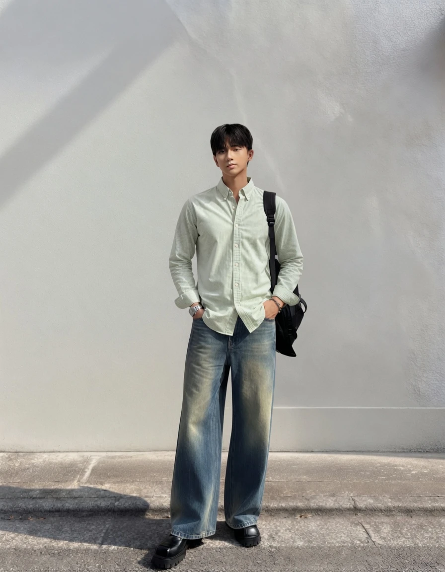 Áo Sơ Mi Nam Dài Tay DOCAS Kẻ Sọc Vải Cotton Form Slim Fit DCSM-02 - Ảnh 5