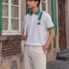 POC-04 Áo Polo Docas Hoạ Tiết Xanh Lá Dọc Vai Vải Cotton CMC Form Regular Fit