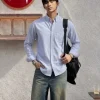 Áo Sơ Mi Nam Dài Tay DOCAS Kẻ Sọc Vải Cotton Form Slim Fit DCSM-02