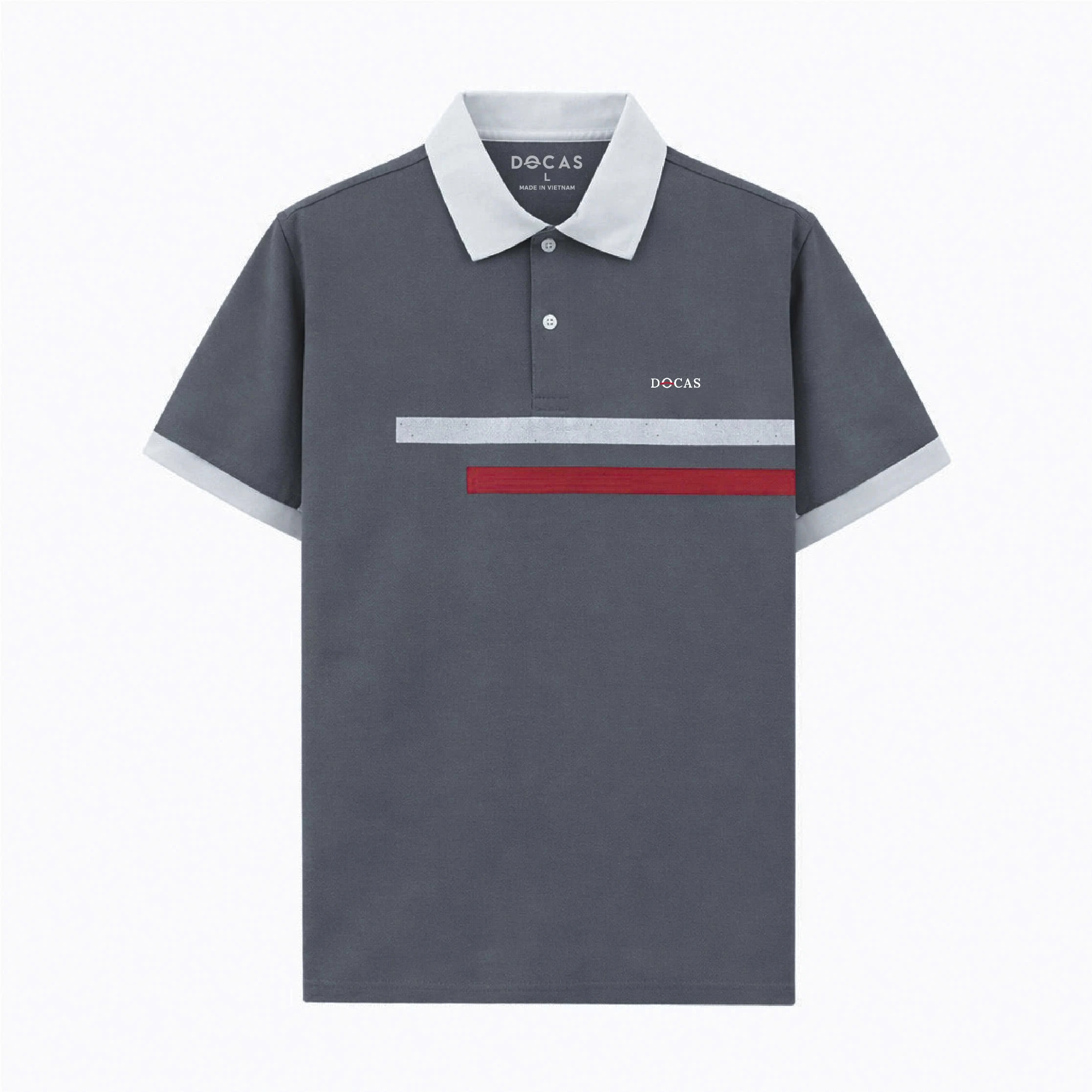 C-03 Áo Polo DOCAS Big Line Chất Liệu Cotton CMC Form Regular Fit - Ảnh 3