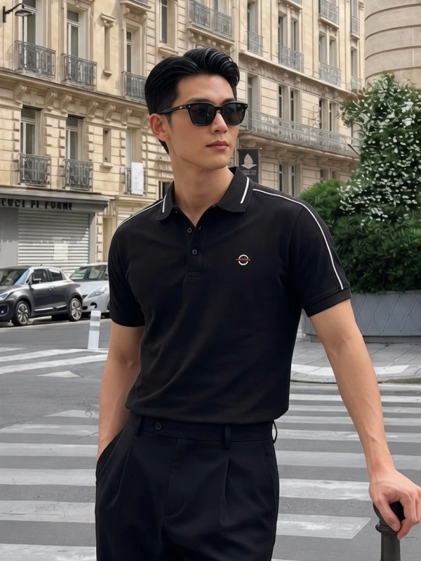 PO217023 Áo Polo Nam DOCAS Vải Cotton CMC Cổ Phối Viền Trắng Phom Regular Fit