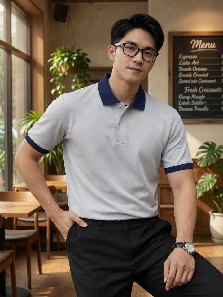 Áo Polo Nam Công Sở DOCAS Form Regular Fit Cổ Phối Màu Vải Cotton CMC PL04